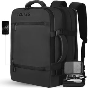 Travel Backpack, Carry On Backpack Airline Approved,Extra Large Expandable Waterproof, 17.3inch Laptop Backpack USB Charging Port, Business College Rucksack Backpack Gifts for Men Women,Black