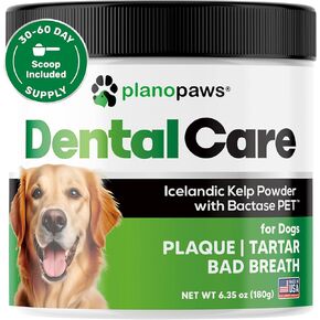 Dog Teeth Cleaning Powder - Plaque and Tartar Remover - Dental Powder with Bactase PET - Breath Freshener for Overall Dental Care - Supports Mouth, Teeth, and Gum Health for All Ages and Sizes