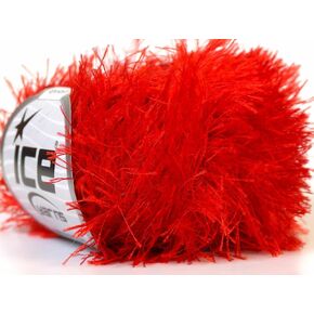 Bright Red Eyelash Yarn 50 Gram Ice 22761