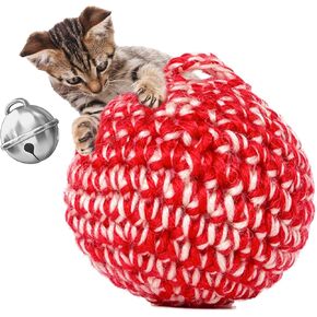 JAYU PET Red Cat Ball [W/Bell Version] - Catnip Inside Cat Toy, Handmade Silvervine Ball Toys, Cat Toys for Indoor Cats, Interactive Cat Ball Toy, Feline Kitten Toys, Cat Gifts (2.7 in, 7cm)