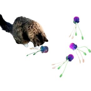 Set of 3 Soft Plush Cat Kickers Toys with Strong Paracord Strings, Chew-Resistant & Durable for Interactive Fun – Made in USA