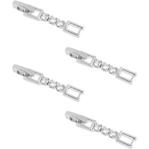 SUPERFINDINGS 4Pcs Silver Bracelet Extender Clasp Fold Over Clasp Plated Jewelry Fold Over Necklace Rhinestone Extension Crystal Clasps for Bracelet Necklace Jewelry Making