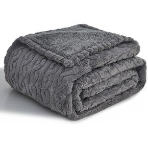 lifein Waterproof Dog Blankets for Dogs - Calming Cat Blanket for Couch Protector Washable, Long Faux Fur Pet Throw Blanket for Large/Small Dogs/Puppy,Furniture Protection (Grey, 65 * 57inches)