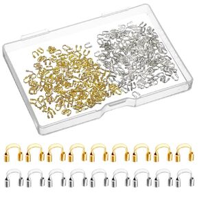 800PCS Wire Guardians for Jewelry Making, Brass Wire Guardian, Wire Guards for Jewelry Making U Shape Wire Guard Loops for Earring Jewelry Bracelet DIY Crafts Making (Gold Silver)