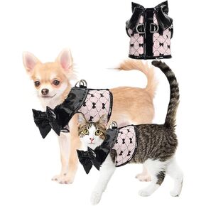 No Pull Dog Harness for Small Sized Dog Cat, Step-in Small Dog Harness Escape Proof Dog Vest Harness Easy Walk Mesh Puppy Harness with Hook & Loop Fastener, Double D-Rings Pink/XS