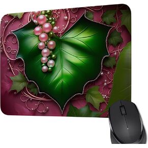 Sorority Paraphernalia Gift Pink and Green Leaf Rectangle Gaming Computer Mouse Pad Sorority Mouse Pad for Women Sister Girls Friends Gift (Green Leaf MP)