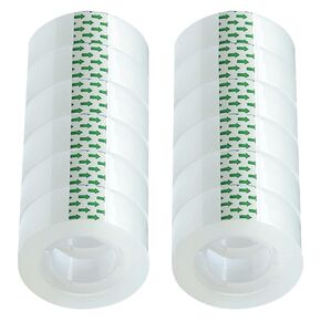 Transparent Tape Refill Rolls for Dispenser, Tear by Hand,12 Rolls x 900 inches