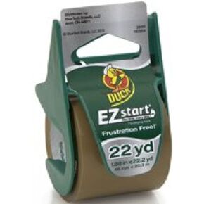 Duck Brand EZ Start Packaging Tape with Dispenser, 1.88 Inches x 22.2 Yards, Tan (393191)