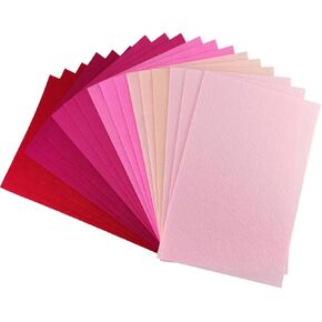 IheDovb Pink Stiff Felt Sheets for Craftes, 24 Pcs 8 x 12 Inch Felt Fabric Sheet 1mm Assorted Pink Colors for Craft Supplies