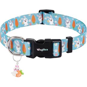 St. Patrick's Day Dog Collar, Adjustable Soft Shamrock Pet Collar for Small Medium Large Breeds, St. Patrick's Pattern Collars, Cute Puppy Gift with Clover Pendant for Boy Girl Pets-Medium