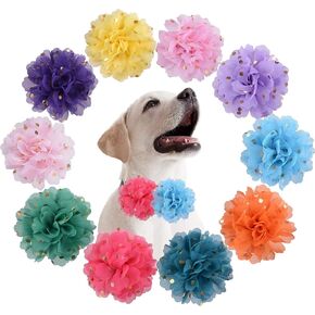 10 Pieces Dog Collar Flowers Girl Boy Multi Color Dog Flower Bow Ties Puppy Charms Flower Collars for Small Medium Large Dog
