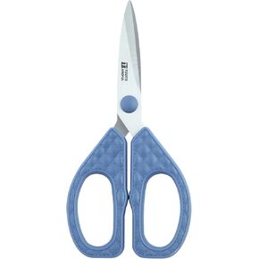 6.5-Inch Art Scissors, Stainless Steel Scissors, Faux Leather Handles Shears for Cutting Paper, Soft Cloth, Silk, Christmas Wrapping Tape, Leather(Blue)
