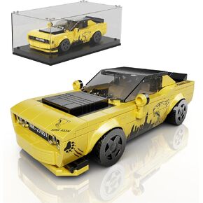 Mould King Speed Champion Challenger Hellcat Building Sets with Clear Display Case, 27051 Collectible Model Car Kits, Race Car Building Kits for Adults and Kids 8+(368PCS)
