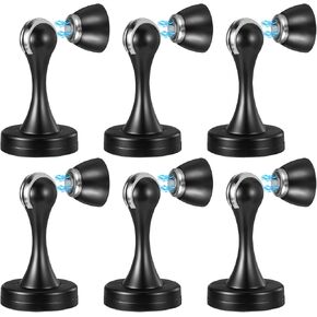 6 Pcs Magnetic Door Stoppers, Stainless Steel Heavy Duty Magnetic Door Stops for Wall and Floor Mounting, Door Holder Keep Door Open (Black)