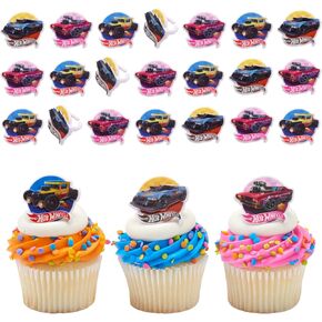 Hot Wheels™ Rings | 24 Epic Stunt Cupcake Toppers | DecoPac Hot Wheels Cars Cake Decorations, Multi-colored, Food Safe & Ready To Use - 24 Pack in Kuwait