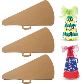 Gerrii 3 Pcs DIY Wooden Megaphone Cutout Craft 12 Inch Cheerleading Unfinished Wood Bullhorn Blank MDF Cheer Megaphone for Sport Cheerleader Team Banquet Activities Art Crafts