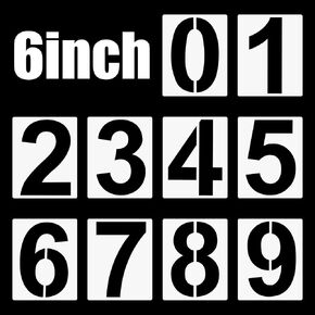 6 Inch Number Stencils Set, 0-9 Address Number Painting Stencil Templates, Reusable Plastic Digital Templates for Cake Stencil Mailbox Signs Parking Lot House Numbers Stencils Wall Art, 10PCS