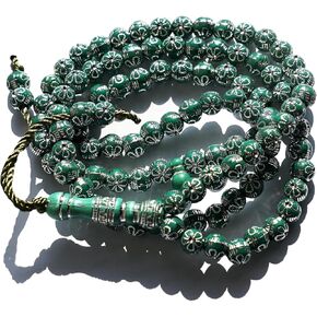 8mm Tasbih Prayer Beads Islamic Prayer Rosary Beads Muslim Islam Misbaha Tasbeeh Sibha 99 Prayer Beads Necklace Hand Bracelets (Green)