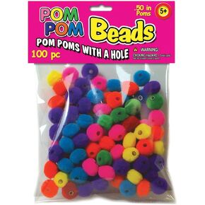 Pepperell Pom-Pom Beads .5" 100/Pkg, Assorted