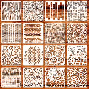 Stencils for Painting, 16PCS 6x6 Inch Geometric Stencils for Painting on Wood, Plastic Reusable Stencils for Crafts, Unique Design Stencils for Wall Furniture Tile and Other Home Decor Project