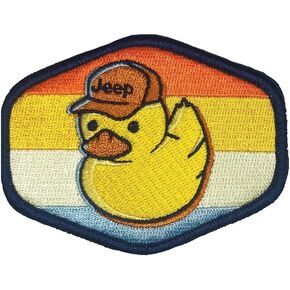 Jeep Duck Logo with Stripes Embroidered Patch | 4" x 3" Heat Seal Patch for Clothes, Backpacks, Hats, Jackets, and Jeans