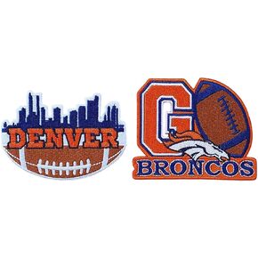 2Pcs City of Denver on American Football and GO Words Patches for Iron On and Sew On Clothing