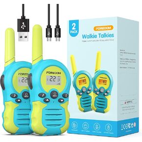 Rechargeable Walkie Talkies for Kids Walkie Talkies Long Range for Boy & Girl Age 3 to 12 Year Old Birthday Toys - 2 Pack