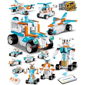 12in1 Technique Car Building Blocks Set, Remote & APP Control Robot/Car/Plane/Jeep/Motorcycle/Fighter, Stem Kits for Kids Age 8-10, Engineering Building Toys, Birthday Xmas Gifts for Boys Girls 8-12