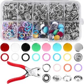 Knitgrip 1600 Pcs Colorful Metal Snap Button Kit with Fastener Pliers Press Tool Snap Pliers 3 Storage Boxes 400 Sets Button Fasteners for DIY Craft Clothes Hats Sewing and Leather Rivets 10mm and 9mm