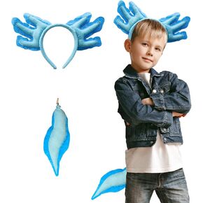 Axolotl Toys, Axolotl Costume Kids Animal Headband with Tail for Girls Boys Dress Up Christmas Birthday Party Favors
