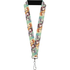 Buckle-Down Crunchyroll Lanyard, Fruits Basket Kyo Tohru Yuki Group Pose Greens Blues, Elastic
