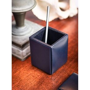 Dacasso Navy Blue Bonded Leather Pencil Cup