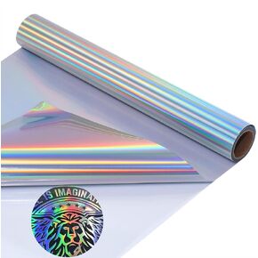 Reflective Heat Transfer Vinyl Reflective Rainbow HTV Vinyl Rolls Pack 12 Inch x 7 Feet Iron on Vinyl for T-Shirts DIY Design, Silhouette Cameo Heat Press Machine(Rainbow HTV Vinyl）