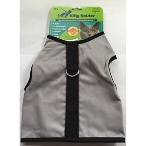 Kitty Holster Cat Harness - Cat Walking Harness, Secure & Comfortable, Ultra-Strong Hook-and-Loop, Soft Breathable Cotton, Made in USA - Gray, XS