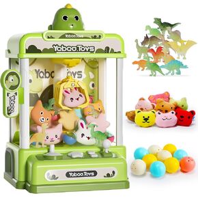 Dinosaur Claw Machines,Electronic Arcade Game Vending Machine with Adjustable Sound& 32Pcs Mini Prizes,Candy Grabber Prize Dispenser Toys for Boys Girls,Birthday Toy Gifts for Kids