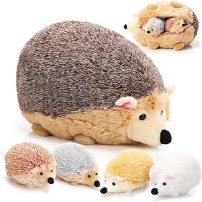 Hiboom 5 Pcs Hedgehog Stuffed Animal, 14 Inch Large Mommy Hedgehog Stuffed Plush Toys with 4 Plush Baby Soft Cuddly Plushie Toy Set for Boys Girls Birthday Gifts Party Favors(Standing)