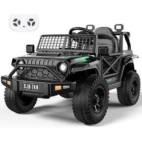 12V Kids Toddler Ride On Truck Electric Jeep - 7AH بطارية كبيرة Kids Kids Oper مع التحكم عن بعد ، وسرعتين ، وأضواء LED ، والقرن ، والموسيقى للأطفال الوردي