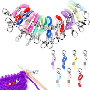 36PCS Knitting Needle Stoppers with Stainless Steel Lobster Claw, Multicolored Rubber Knitting Needle Hugger Knitting Needles Point Protectors Stitch Stoppers for Crocheting Projects