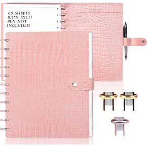 Discbound Notebook Leather Cover Letter Size 8.5" x 11" Wide Ruled 60 Sheets Discbound Notebook and Disc Set Discbound Planner Notebook Customizable Notebook Spiral Journal Note