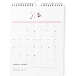 Karto Wall Calendar 2025 - Vertical 8.5x11 inch Runs Until June 2026 - Boost Your Productivity and Easy Planning with the Aesthetic Monthly Calendar - Two Font Pink