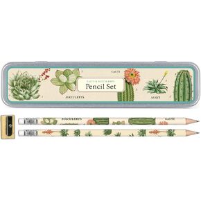Cavallini Papers & Co., Inc. PS/SUC Succulents Pencil Set 10 Pencils, 1 Sharpener
