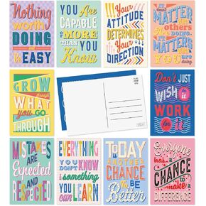 Sweetzer & Orange Motivational Postcards Pack (60 Cards) 4x6 Postcards for Kids and Adults. Growth Mindset Affirmation decor pages, Mindfulness pages, Inspiration flyers, Blank Encouragement Sheets
