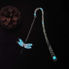 Luminous Bookmark Silver Dragonfly Bookmark Retro Feather Metal Bookmark, Glow in The Dark Bookmark for Reader, Teachers, Book Covers and Book Accessories