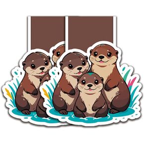 (2Pcs) A Cute Otter Family Magnetic Bookmark Book Page Markers Gift for Reading Lover Nerd Book Addict Bookish Reader Student Teacher Office Stationery - Size 2.6"x2.4" When Folded