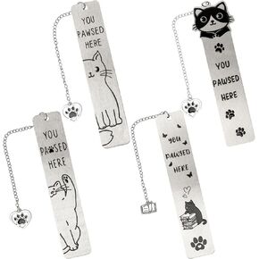 4Pcs Cat Bookmarks for Reading Women, Ideal Book Lovers Gifts, Cute Kitten Bookmarks Set Animal Book Markers Boo Basket Stuffers for Cat Lovers and Reading Enthusiasts