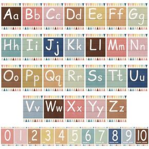 Bulletin Board Letters, ABC Alphabet Poster Classroom Decor Set, 37Pcs Preschool English Poster, Kindergarten Primary School Classroom Wall Decor, Daycare Homeschool Supplies