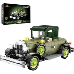 JMBricklayer Vintage Cars Building Sets for Adults with Lights 50001, Classic Retro Model Car Kits, Antique Cars Collectible Display Decorations, Building Toys Gifts for Men Women Boys Girls(1297 PCS)