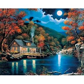 Fokenzary DIY Paint by Numbers Painting Canvas for Kids or Adults Beginner with Brushes and Acrylic Paints Frameless