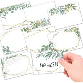 Hadley Designs 56 Greenery Self -Deshesive Name Tags ملصق للأطفال ملصقات للمدرسة ، ملصقات Nametags لتسميات الفصول الدراسية للمعلمين ، علامات الأسماء اللزجة للملابس