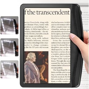 5X Rechargeable Magnifying Glass for Reading, Large Bright LED Lighted Full Page Magnifier, Lightweight Rectangular Handheld Magnifier with Light for Reading Small Prints for Seniors, Low Vision